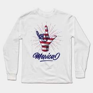 Love Merica Patriotic Independence Day Shirt 4th of July Long Sleeve T-Shirt